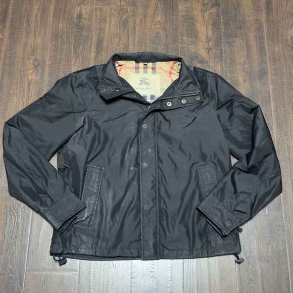 Burberry Black Zip/Button Front Long Sleeve Jacket Size Medium Men